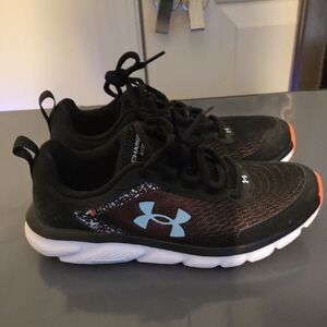 Under Armour Black Sneakers with Light Blue Logo and Pink Accents